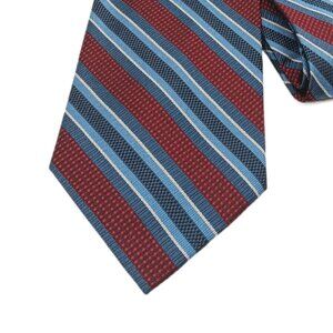 Geoffrey Beene Silk Tie Men’s 59.5” Blue Burgundy Stripe Dot Office Wide New